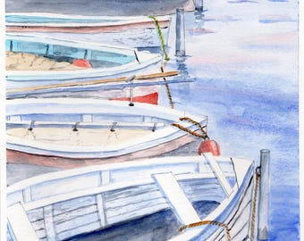 Boats an original watercolor painting