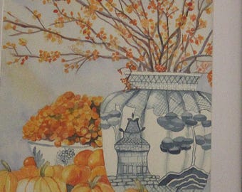 Fall Still Life a large original watercolor painting
