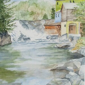 Living on the Waterfall an Original Watercolor Painting