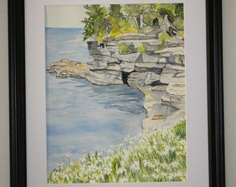 Original Watercolor Painting:  Daisy On the Ocean