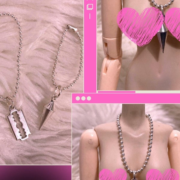 Collier long chaîne bille et breloque  pour pullip taeyang  doll & assimilés