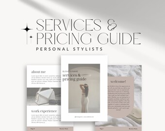 Services & Pricing Guide, Personal Stylist Wardrobe Consultant | Canva Template