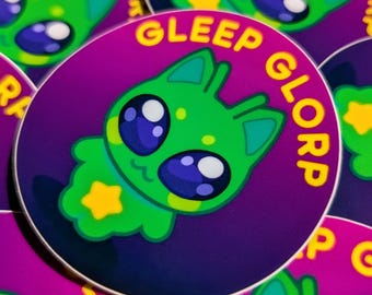 Pegatina de gato alienígena Gleep Glorp