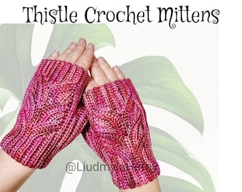 Thistle Crochet Mittens