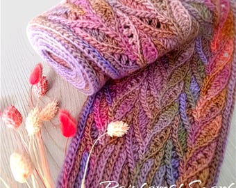 Crochet scarf pattern slip stitch crochet knit look short rows crochet design summer Liudmyla Hefny clematis beret