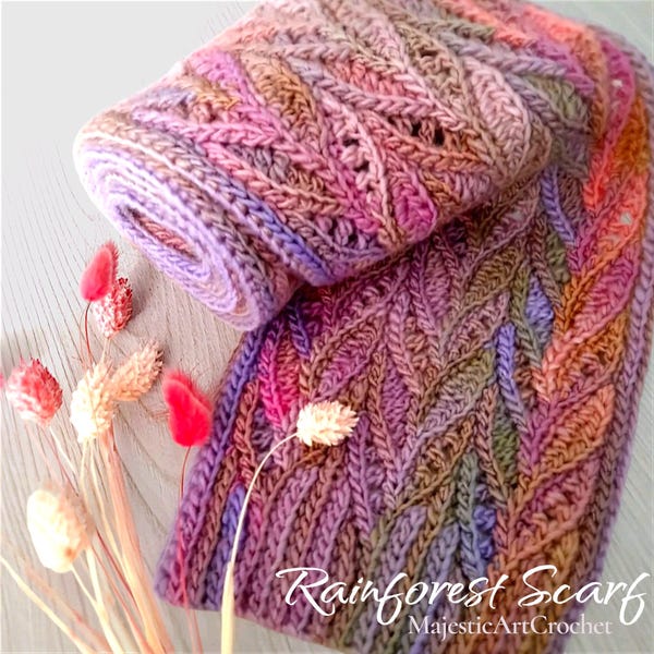 Crochet scarf pattern slip stitch crochet knit look short rows crochet design summer Liudmyla Hefny clematis beret