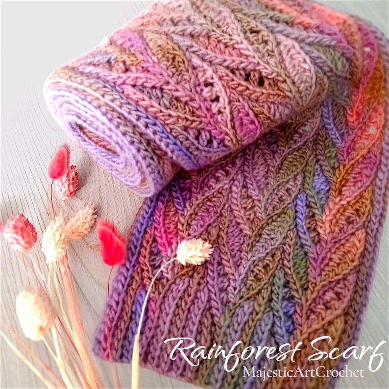 Crochet scarf pattern slip stitch crochet knit look short rows crochet design summer Liudmyla Hefny clematis beret image 1