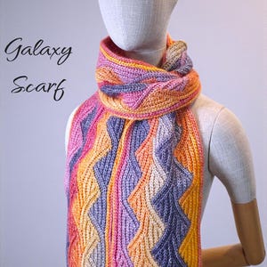 Galaxy Scarf Crochet Pattern, brioche, Knit Look, slip stitch, Short RowsTechnique (PDF Pattern).