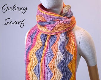 Galaxy Scarf Crochet Pattern, brioche, Knit Look, slip stitch, Short RowsTechnique (PDF Pattern).
