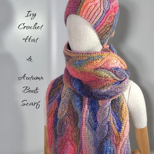 Patrón de bufanda de crochet con brotes de otoño, punto deslizado, aspecto de punto de crochet, patrón de bufanda de crochet con hiedra Liudmyla Hefny imagen 3