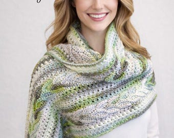 Lacy Scarf Crochet pattern+video, blanket, shawl, knit-look, slip-stitch, brioche, short-row, wrap stole