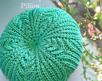 CROCHET PATTERN & VIDEO, home decor, left-handed friendly mirrored tutorial, round pillowcase, knit-look, brioche slip stitch crochet