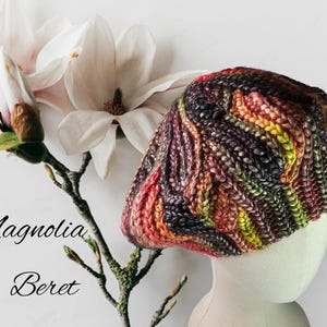 CROCHET BERET PATTERN Magnolia Beret, Video Tutorials, Knit