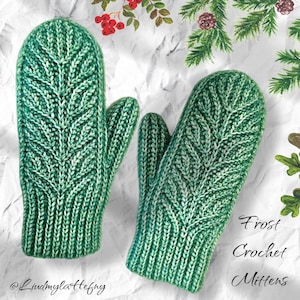 Frost Virkade Vantar Virkmönster Smygmaskvirkning Stickad Look Virkning Vantar Mönster