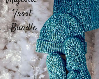 Crochet Hat Neckwarmer Mittens Pattern, Brioche, Majestic Frost Bundle (Digital Download), video, Knit Look