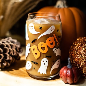Gespenst Tasse | Halloween Glasdose | Gruselige Jahreszeit Tasse | Halloween-Kaffeetasse | Bierglas Dosen | Halloween Glas Tasse mit Deckel