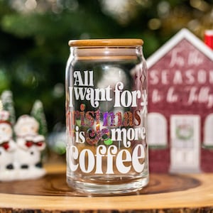 Christmas Iced Coffee Glass, Hot Chocolate Mug, Christmas Coffee Mug, Christmas Glasses, Holiday Gift, Iced Coffee Cups, Christmas Tumbler