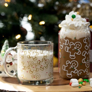 Gingerbread Christmas Glass Can | Christmas Glass Cup | Gingerbread Christmas Glass Cup | Gingerbread Man Iced Coffee Glass |