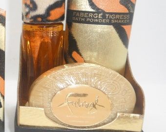 Faberge Tigress Triplet Set for Women 1oz Cologne Bath Powder and