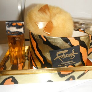 Faberge Tigress Bath Set for Women 1oz Cologne and 5oz Bath Powder in Gold Foil Giftbox
