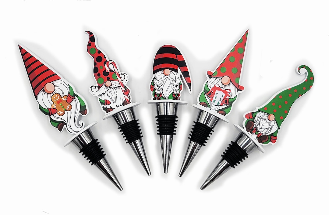 Christmas Gnome Wine Stopper Set, Wine Topper, Gifts for Him, Wine