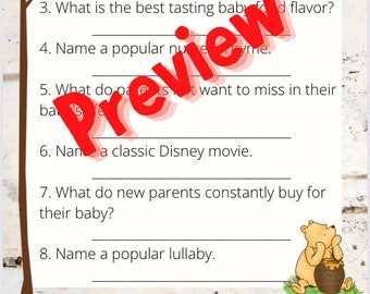 Winnie the Pooh Baby Shower Feud