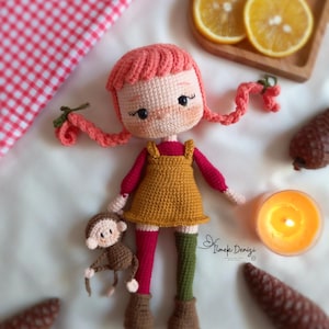 かぎ針編みパターン - ジンジャードールとリトルモンキー - PDF - デジタル製品 #orangedoll #Redhaireddoll #littlemonkey #gingerdoll
