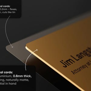Engraved Aluminium Metal Business Cards, Rigid & Non-Bending, Bespoke Design Included image 3