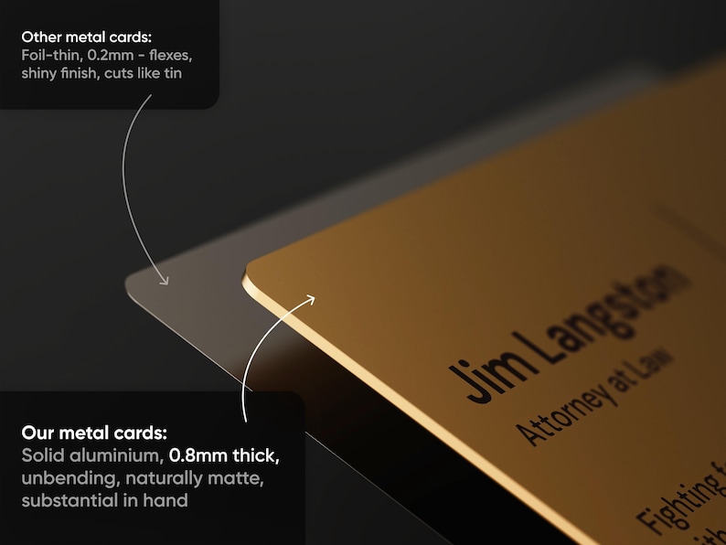 Engraved Aluminium Metal Business Cards, Rigid & Non-Bending, Bespoke Design Included image 3