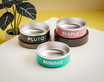 Customised Stainless Steel Dog Bowl - Engraved with Your Pup's Name