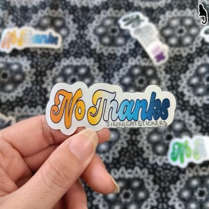 No Thanks Aroace Pride Sticker | Aromantic Asexual Flag Vinyl Decal | LGBTQ+ Sticker for Laptop, Water Bottle, Journal