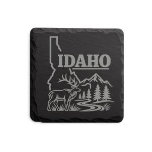 Idaho Slate Coasters 4x4 Laser Engraved Stone Drink Coasters Idaho Home Decor Gem State Established 1890 Gift