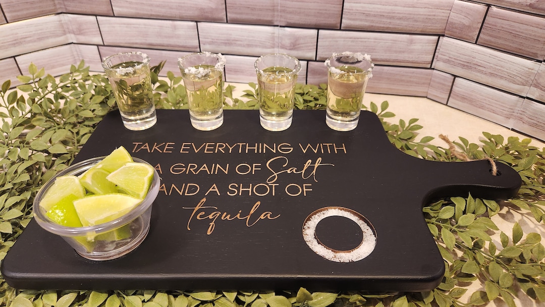 Personalized Tequila Flight Board With Handle and Shot Glassless