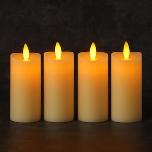 Flameless Candles Flickering LED Candles Ivory Real Wax Pillar Battery Operated Candles