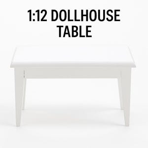 1:12 Scale Dollhouse Kitchen Table - Miniature Wood or White Furniture - Handcrafted Mini Table for Doll House Decor