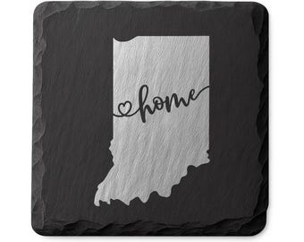 Indiana Slate Coasters 4x4 Laser Engraved Stone Drink Coasters Indiana Home Decor Hoosier State Established 1816 Gift