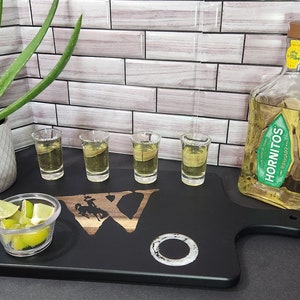 Taste of the Wild West: Wyoming Bucking Horse Tequila Flight Board – Tequila charcuterie Infused with Wyoming Pride!