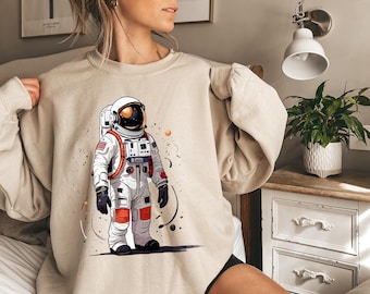 Astronaut Dreamer Sweatshirt, Cosmic Explorer Hoodie, Space Art Graphic Pullover, Unisex Cozy Crewneck, Gift for Space Lovers, Birthday Gift