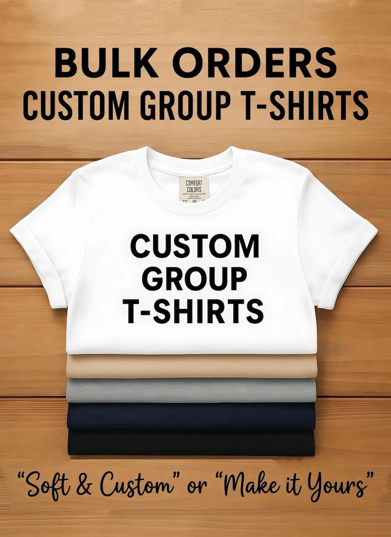 Comfort Colors® - Bulk Custom Group Shirts – Personalized Team T-Shirts, Matching Event Tees, Custom Logo Shirt, For Group Tshirts 画像 1
