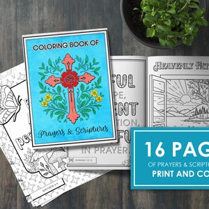 Coloring Book of Prayers & Scriptures, Bible Verses, Christian Coloring pages, instant download
