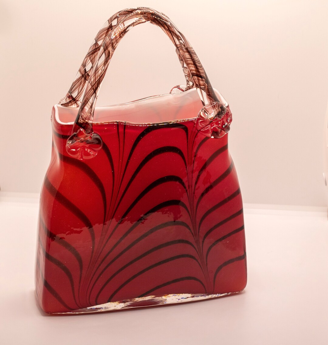 Art Glass Purse Vase Hand Blown Murano Handbag Etsy