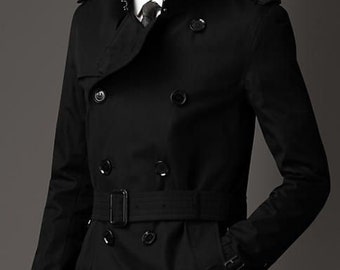 Men black woolen Overcoat Vintage Long Trench Coat Men new Jacket Coats Mens Business black Casual Long Solid Windbreak Coat winter Outwear