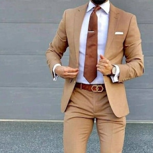 Men 2 Piece Suit Light Brown Tuxedo Suit Perfect for Wedding - Etsy UK
