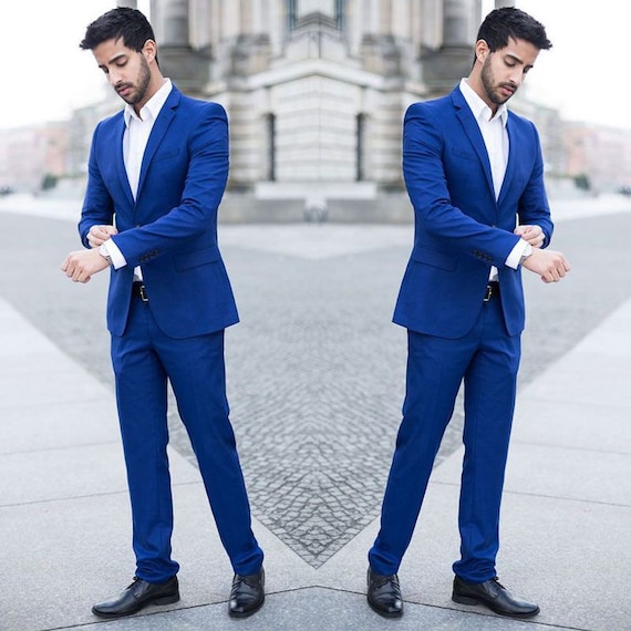 Men's Two Piece Suit Wedding Suit Royal Blue Slim Fit Suits Dinner Suit  Bespoke Tailoring