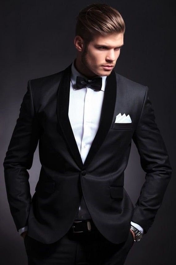 Men 2 Piece Suit Black Tuxedo Suit Perfect for Wedding One , two piece suit  