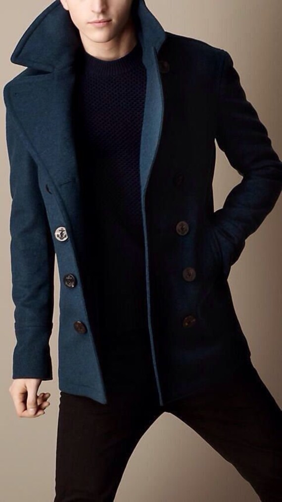 blauer herren mantel