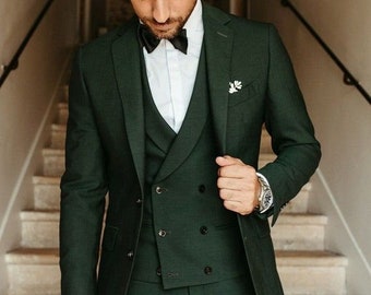 Men Suit Dark Green Wedding Suit Groom Wear Suit 3 Piece Suit Two Button Suit Party Wear Suit For Men Dinner Suit must read description