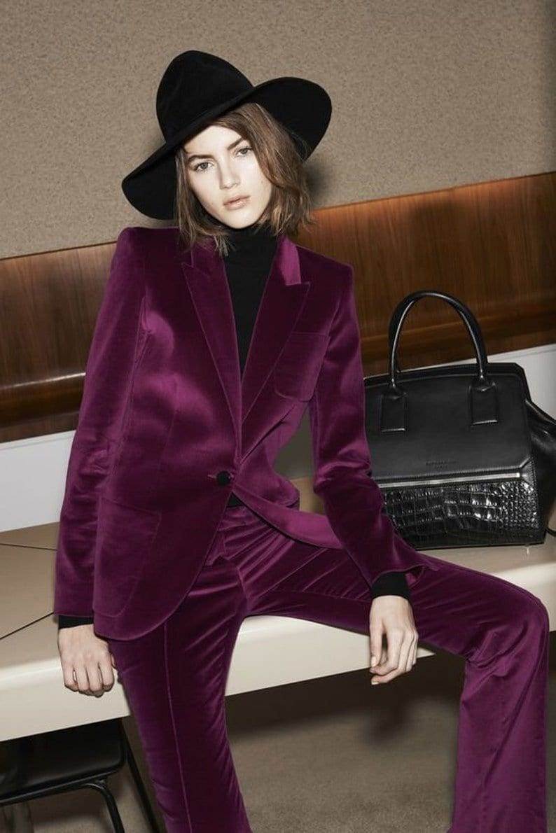 Red velvet tuxedo store suit womens
