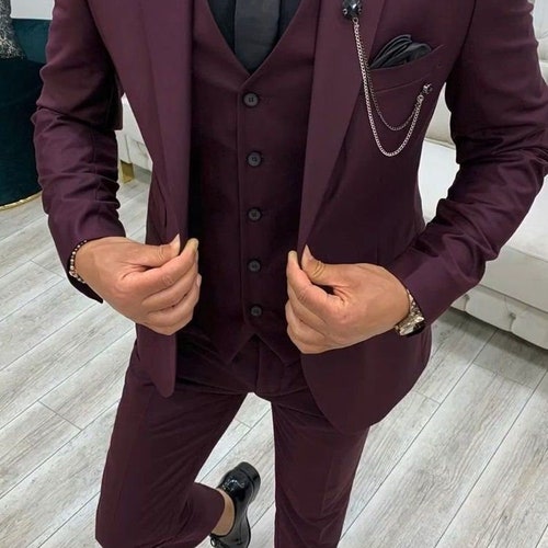 Men Suits Black 3 Piece Formal Fashion Slim Fit Wedding Suit - Etsy