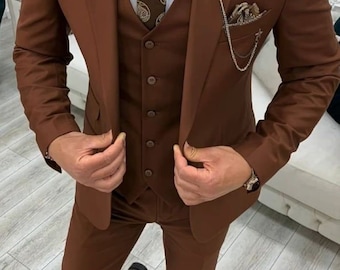 Men Brown Suits Wedding Groom Wear Tuxedo Suit Evening Party Wear Slim Fit, Party Wear,Dinner Coat, Stylish Coat, Elegant Coat